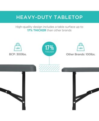 8ft Plastic Folding Table, Indoor Outdoor Heavy Duty Portable w/ Handle, Lock for Picnic