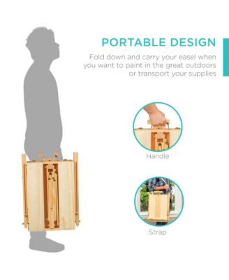 French Easel, 32pc Beginners Kit Portable Wooden Adjustable Tripod  w/ Paint Supplies