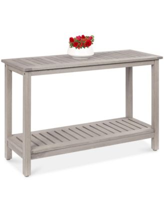 48in 2-Shelf Indoor Outdoor Wooden Console Table Multifunctional Buffet Bar Storage