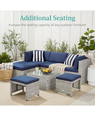 Set of 2 Multipurpose Patio Wicker Ottomans w/ Removable Cushions