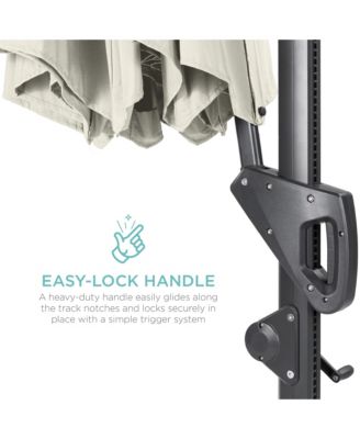 10ft 360-Degree Solar LED Lit Cantilever Patio Umbrella, Outdoor Hanging Shade