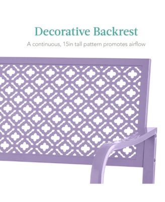 Steel Frame Geometric Backrest Foot Levelers Garden Bench