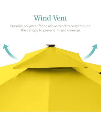 10x10ft 2-Tier Square Outdoor Solar LED Cantilever Patio Umbrella w/ Base Included