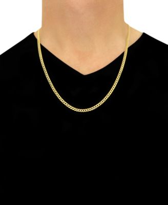 24" Two-Tone Open Curb Link Chain Necklace (3-5/8mm) in Solid 14k Gold & White Gold