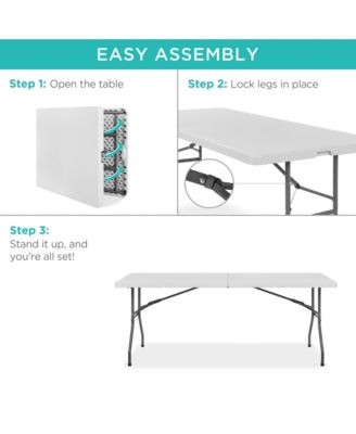 6ft Plastic Folding Table, Indoor Outdoor Heavy Duty Portable w/ Handle, Lock