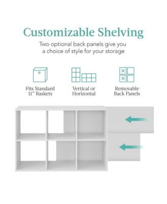 6-Cube Bookshelf, 11in Display Storage System, Organizer w/ Removable Back Panels