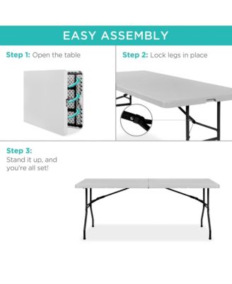6ft Plastic Folding Table, Indoor Outdoor Heavy Duty Portable w/ Handle, Lock