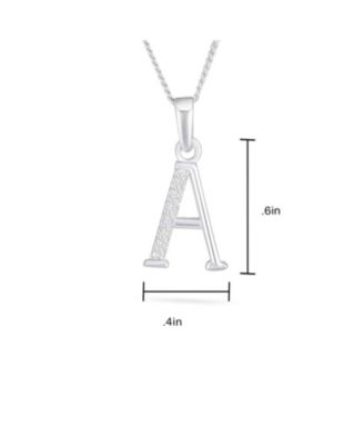 Delicate ABC Cubic Zirconia Pave CZ Capital Block Letter Alphabet Initial Pendant Necklace .925 Sterling Silver