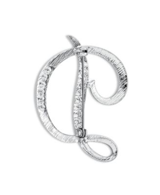 Large Statement ABC Pave Crystal Letters Alphabet Initial Scarf Lapel Pin Brooch Silver Plated