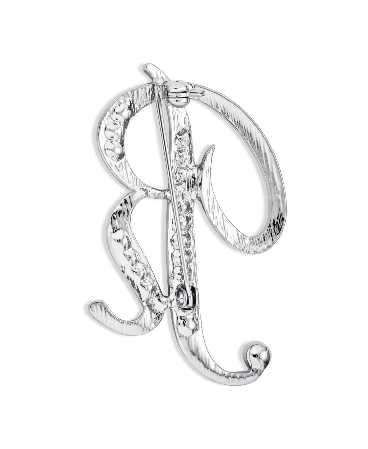 Bling Jewelry Statement Abc Pave Crystal Letters Alphabet Initial Scarf Lapel Pin Brooch Silver Plated