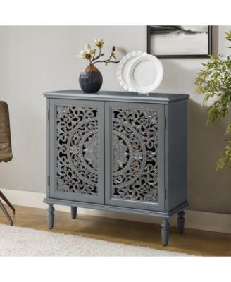 Ismenides Transitional 32" Tall 2-Door Accent Cabinet with Floral Design