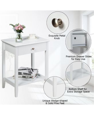 2PCS Nightstand Sofa Side End Table Bedroom Living Room w/ Shelf Drawer