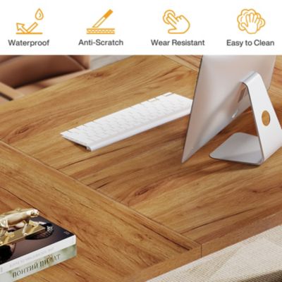 Modern Executive Desk, 70.9" Large Office Computer Desk, Conference Table Meeting Room Table,  Brown