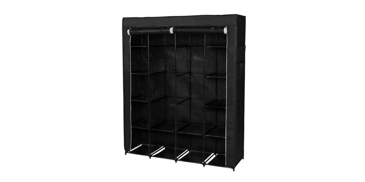 Slickblue Portable Closet Organizer –Wardrobe with 14 Shelves, Non-Woven Fabric, Easy Assembly - Black