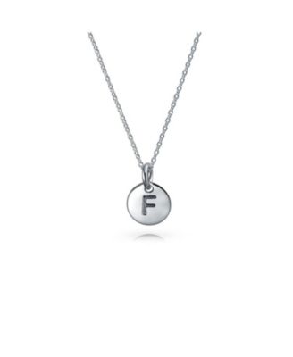 Tiny Minimalist Initial Pendant Necklace Sterling Silver A-Z Alphabet Disc
