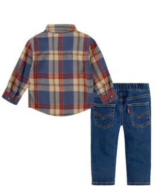 Infant Boys Flannel Shirt and Taper Pants, 2-Piece Set