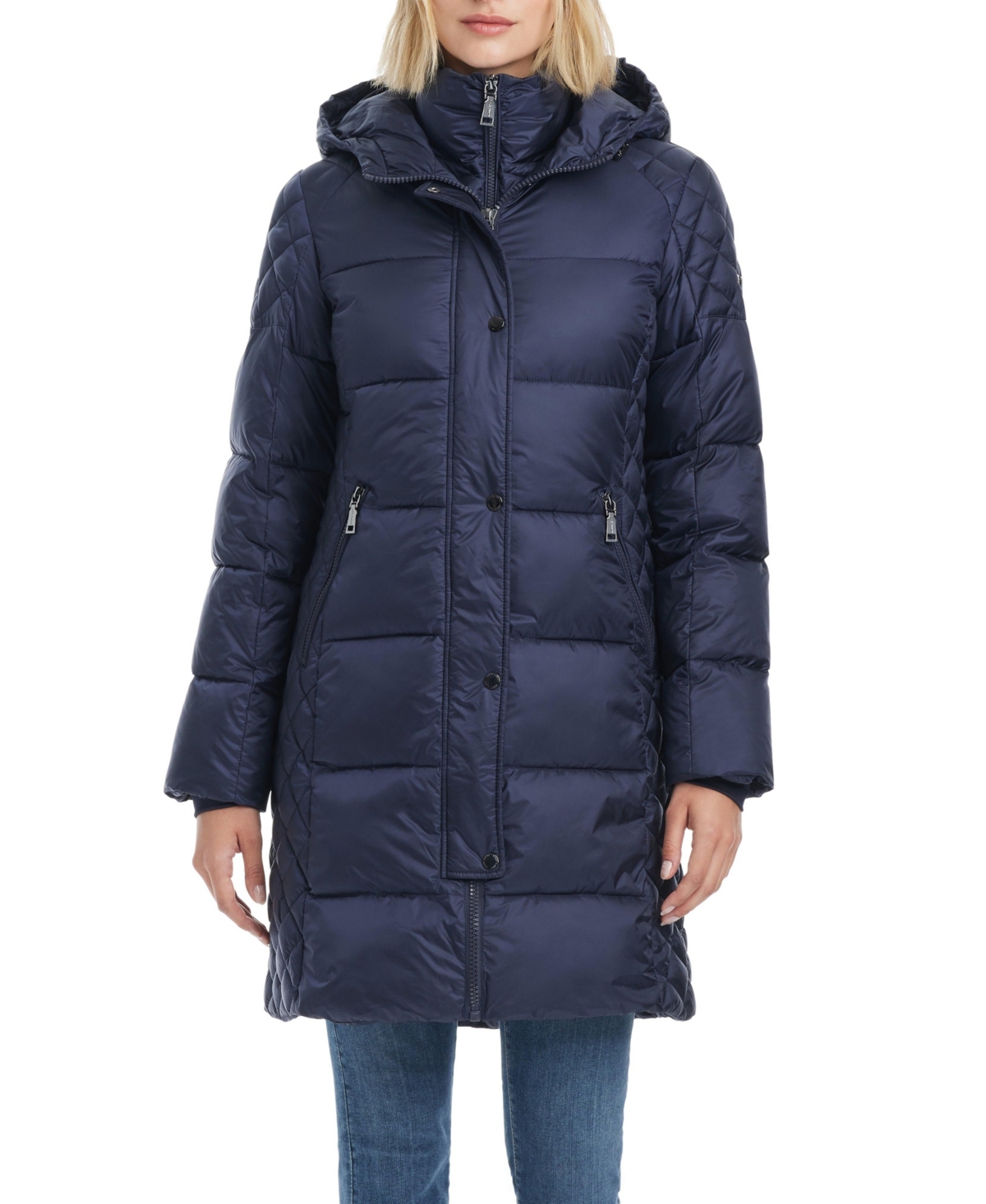 Vince Camuto Women's Single-Breasted Cire Mid-Length Fitted Puffer Coat
