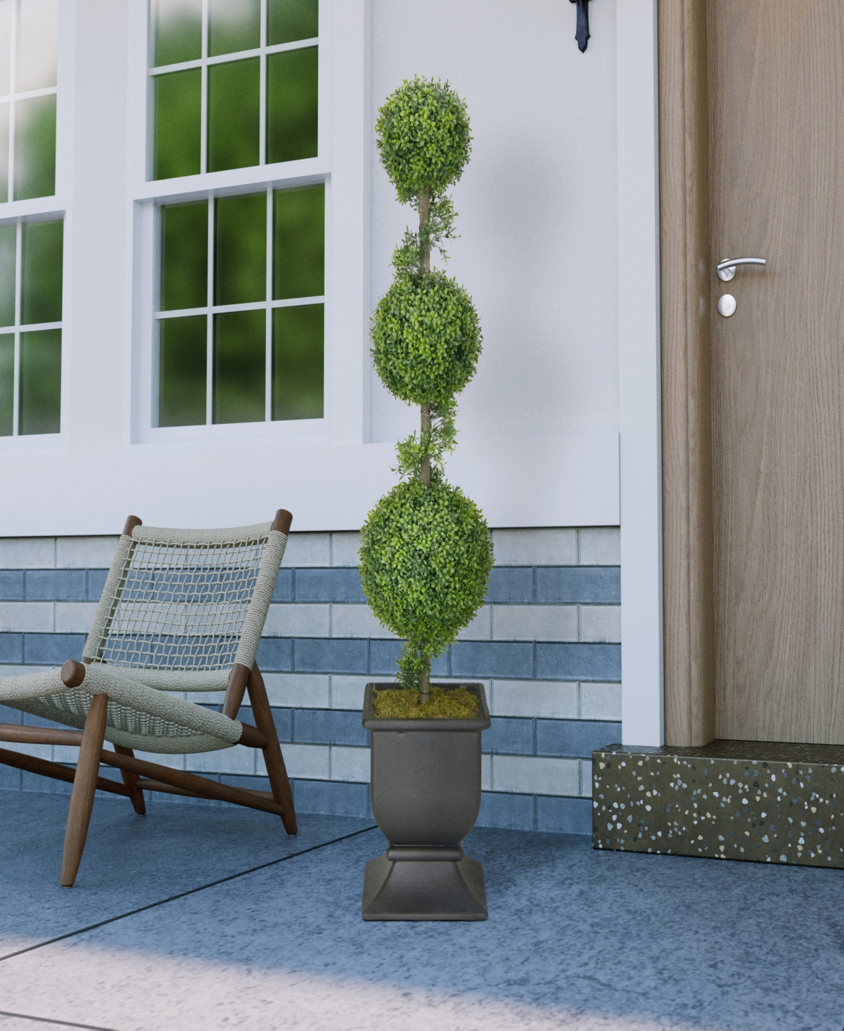 Puleo 60" Topiary Triple Ball Boxwood Artificial Tree In Green