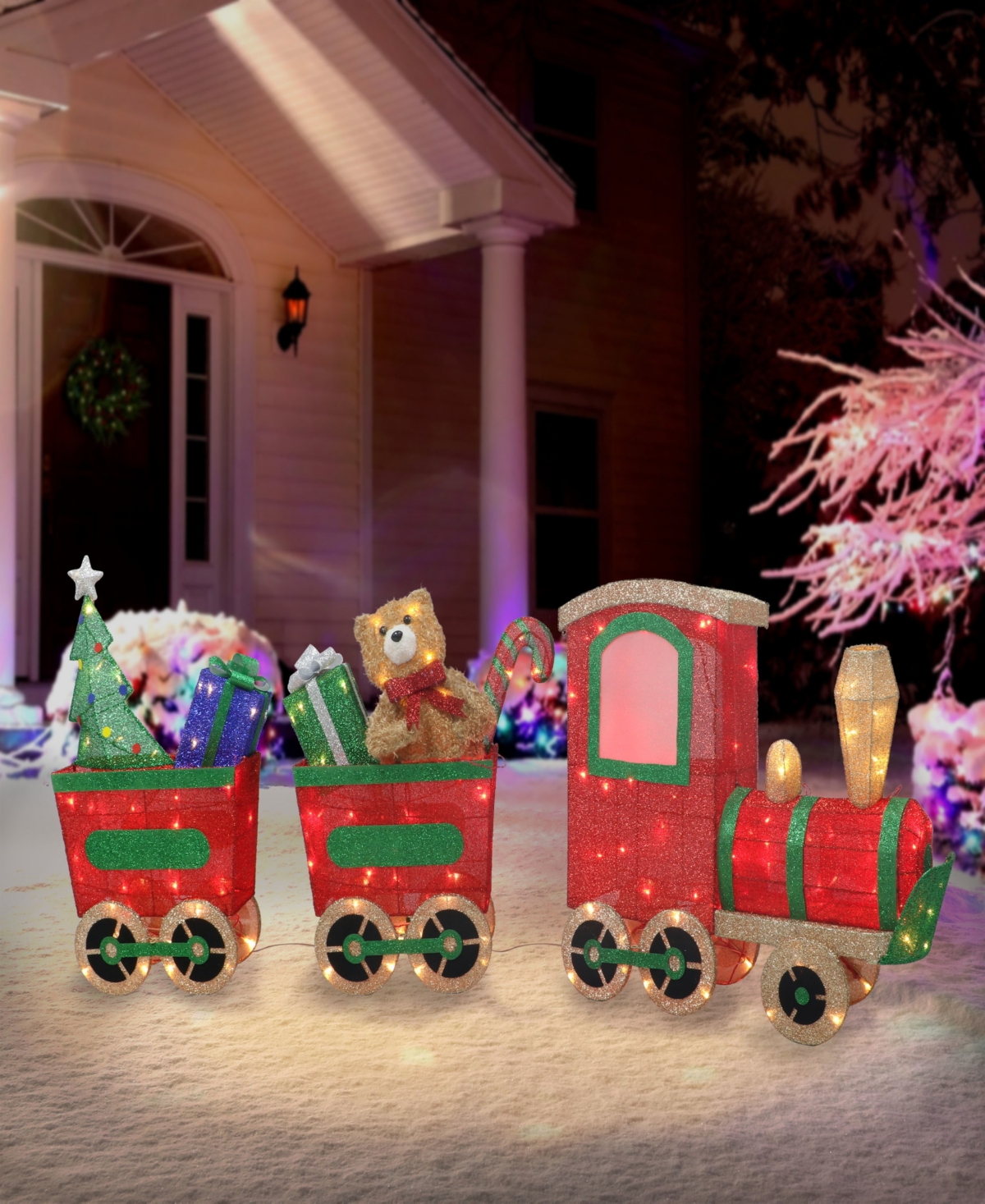 Puleo 71" Lighted Outdoor Wire Frame Train With Presents In Assorted