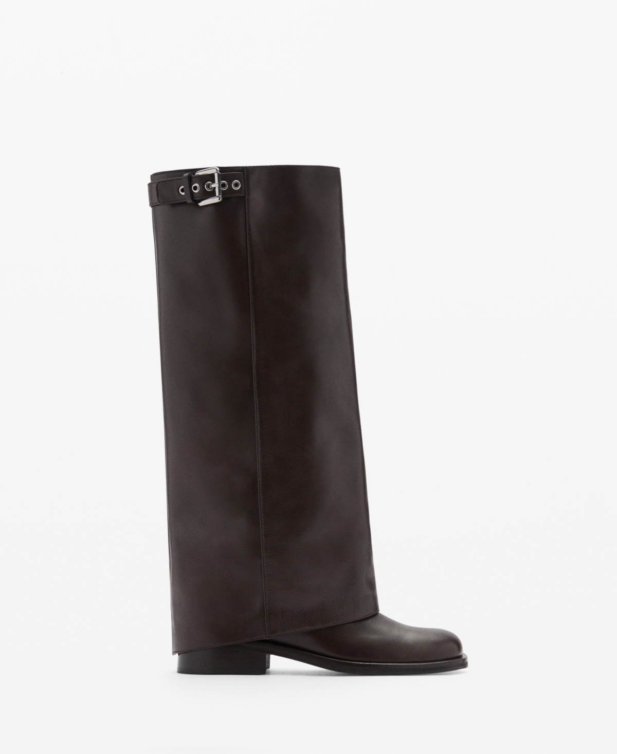 Mango Buckles Leather Boots Chocolate In Chocolate