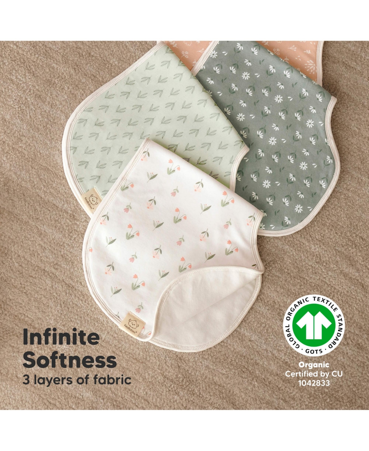 KeaBabies Kids 4pk Hallo Baby Burp Cloths, Organic Cotton Burp Cloth for Girls, Boys, Soft & Absorbent Burping Cloths