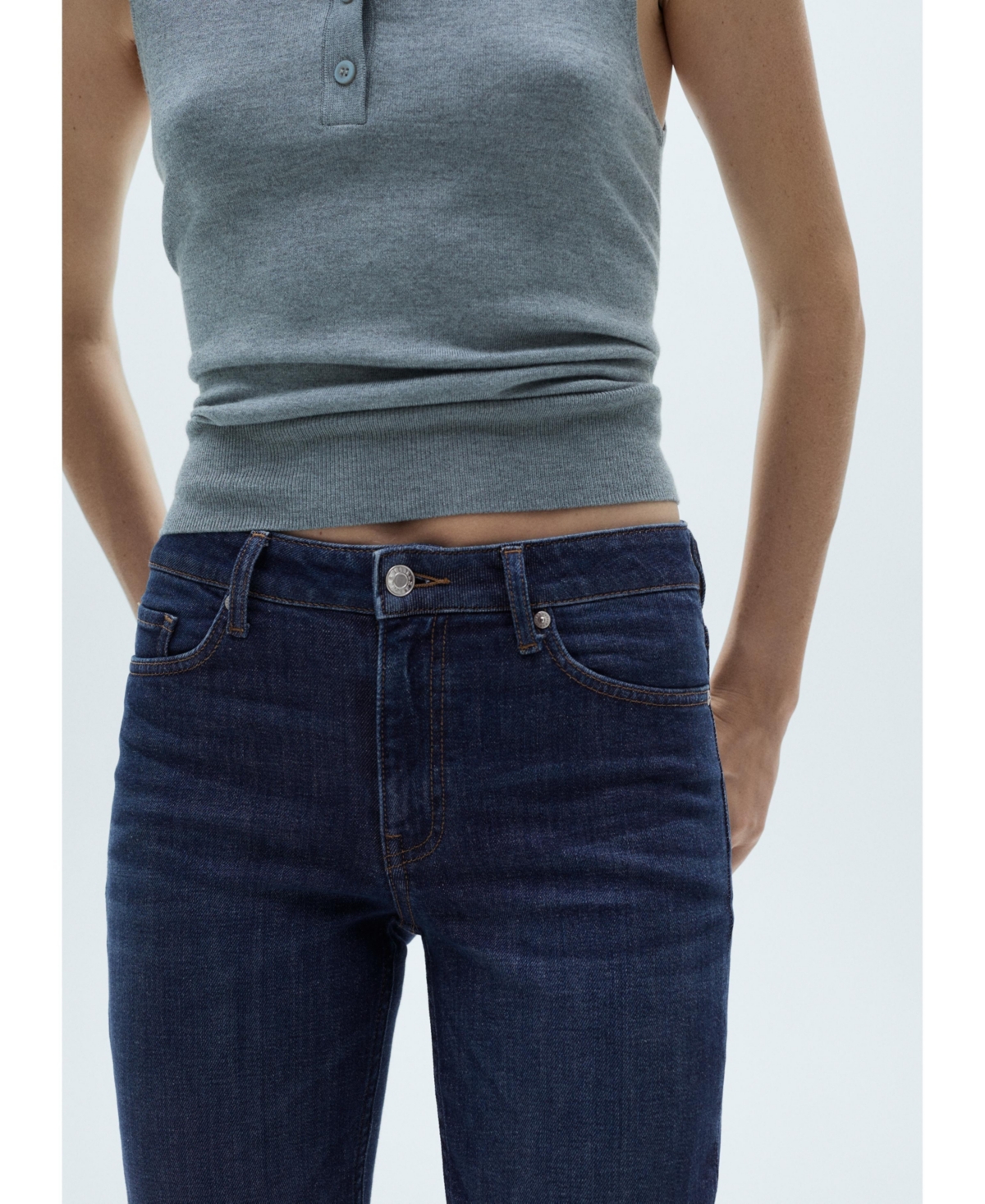 Shop Mango Women's Fiona Flare Mid-rise Jeans In Dark Blue