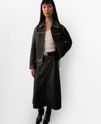 Macy's women's black leather jacket best sale