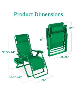 Monochromatic Zero Gravity Chair, Folding Patio Recliner w/Side Tray, Headrest