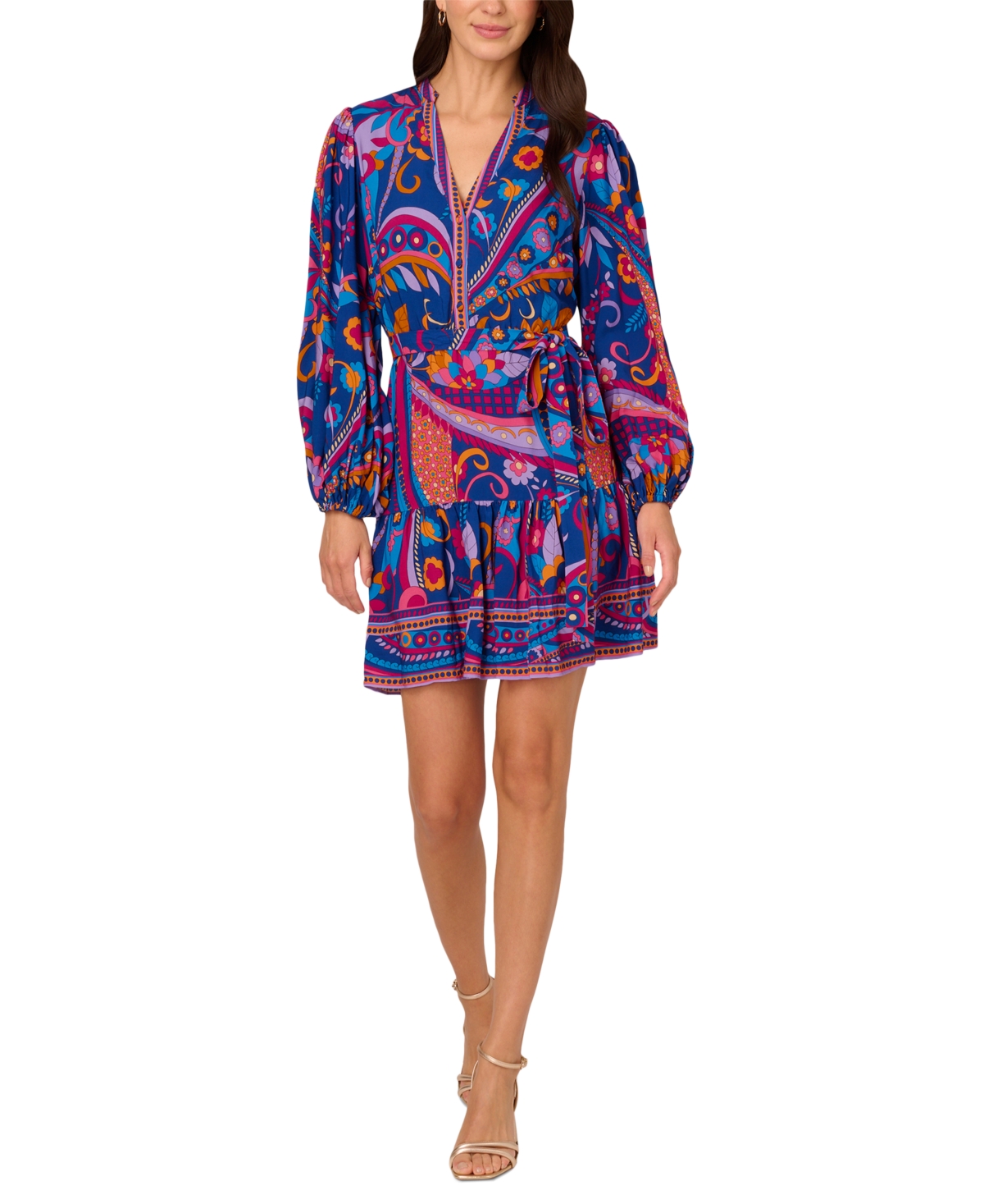 by Adrianna Papell Women's Printed Shirtdress - Blue Multi