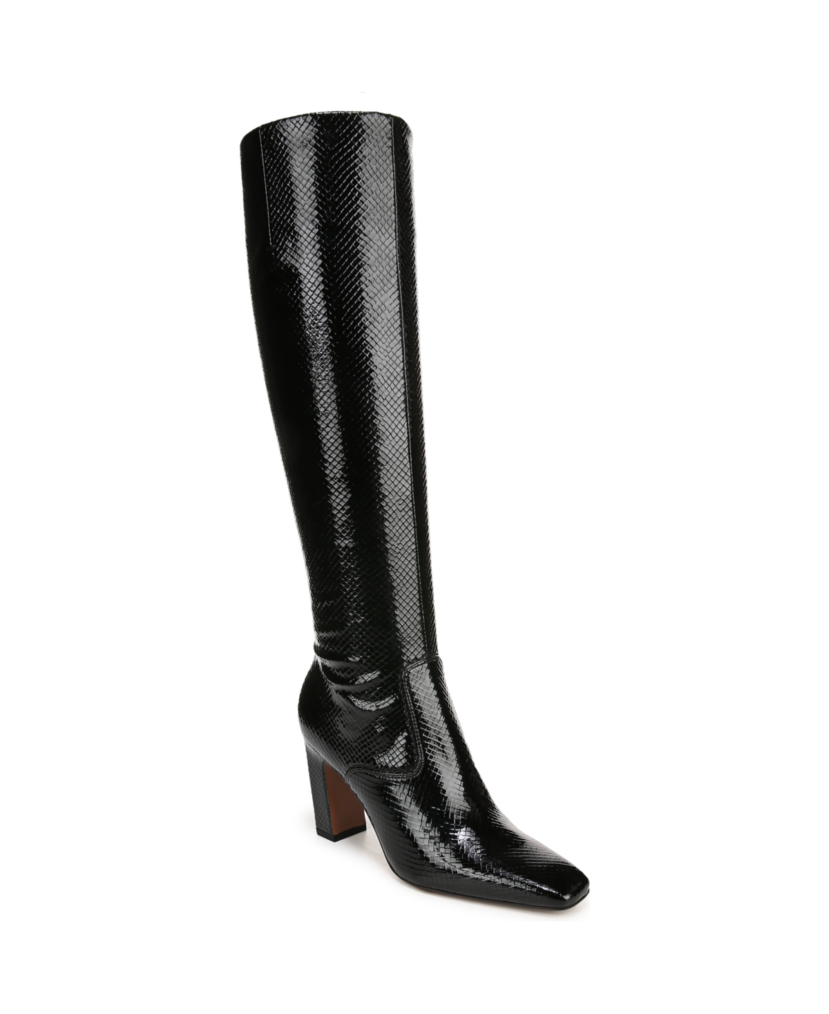 Franco Sarto Bowman Snakeskin Embossed Knee High Boot In Black Faux Leather