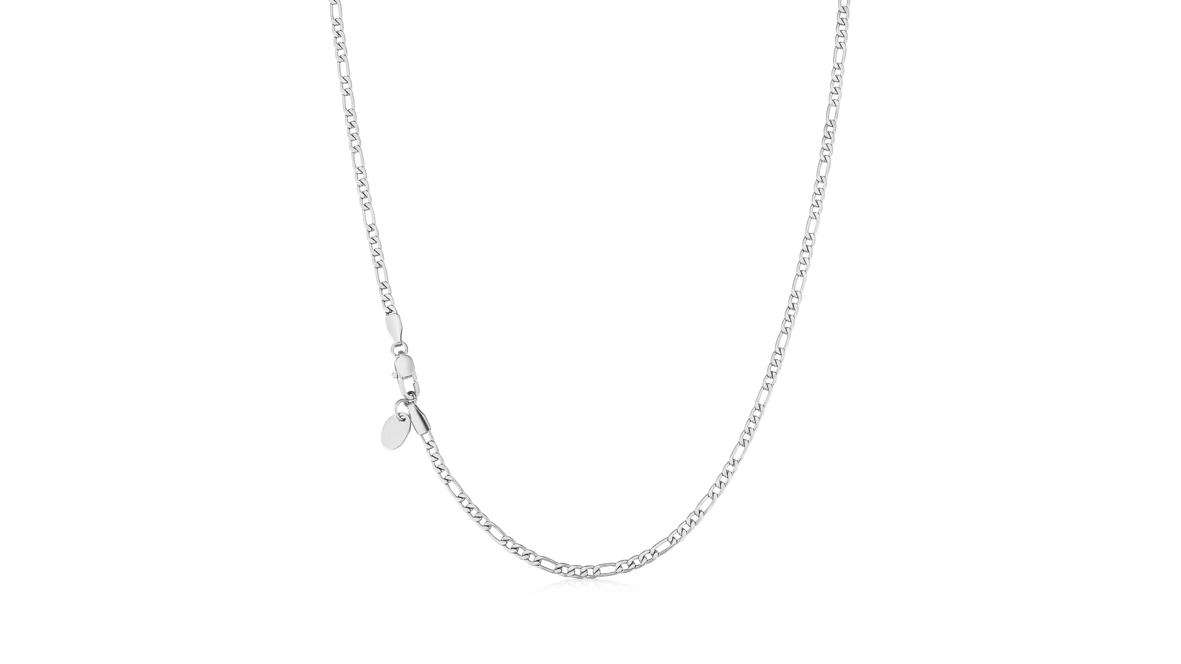 Rhona Sutton Silver Stainless Steel 3MM Figaro Chain Necklace