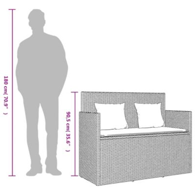 Patio Bench with Cushions Beige Poly Rattan