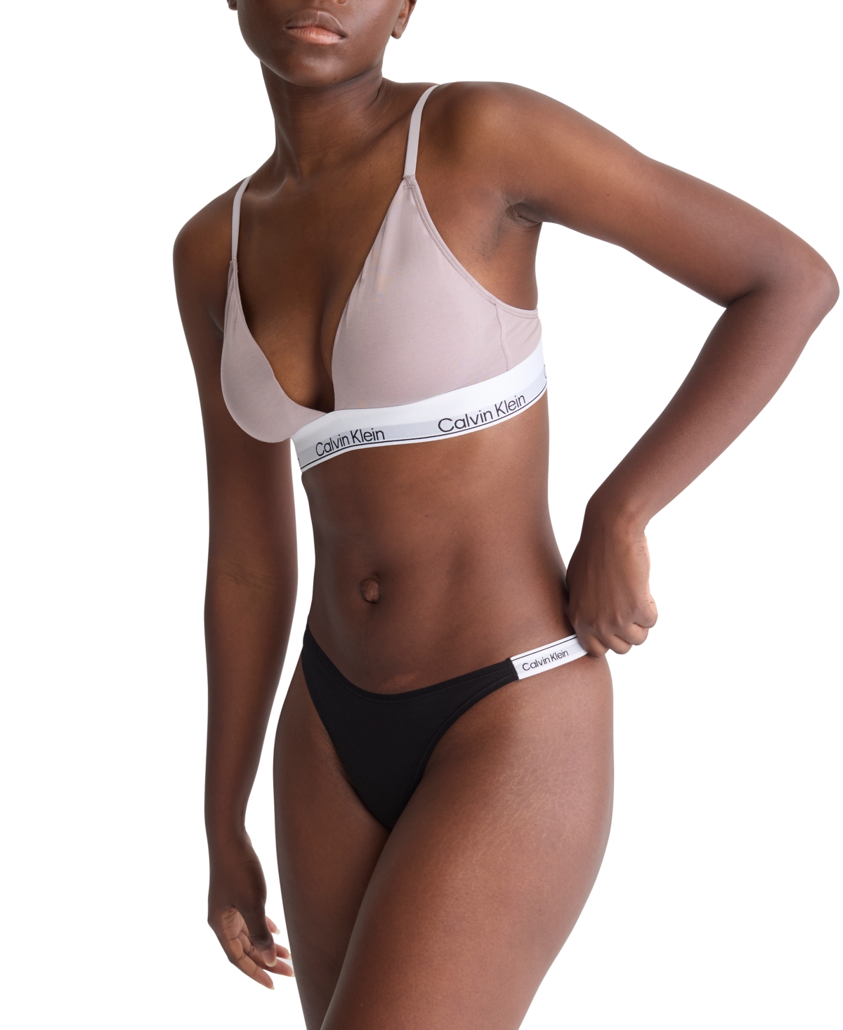 Calvin Klein Women's 5-Pk. Modern Logo Dipped String Thong Underwear  - White/ Grey/ Plein Air/ Ink