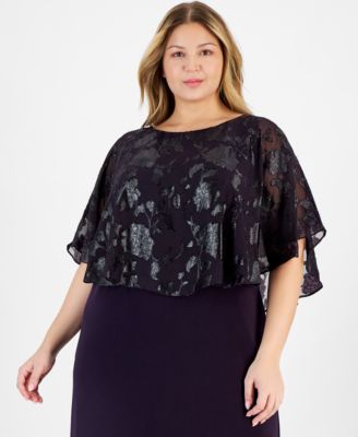 Plus Size Cape-Overlay Sheath Dress