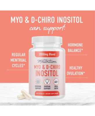 Myo-Inositol & D-Chiro Inositol for Women's Hormone Balance, Ideal 40:1 Ratio, Menstrual Cycle & Ovarian Health Support Supplement, 120ct