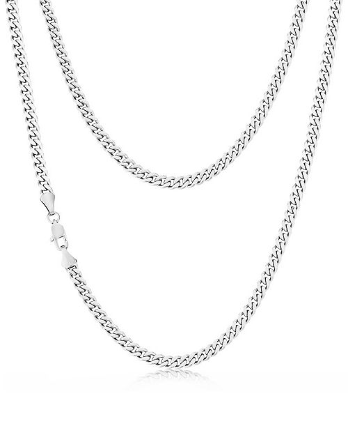 alfani Rhona Sutton Silver Miami Cuban 5MM Stainless Steel Chain Necklace Jewelry & Watches
