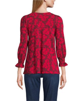 Women's 3/4 Sleeve Lightweight Jersey Button Front Top