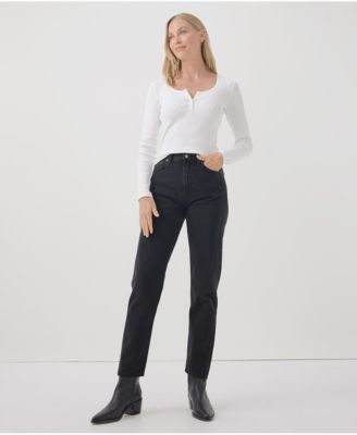 Women's Organic Cotton Favorite Rib Henley Long Sleeve Top