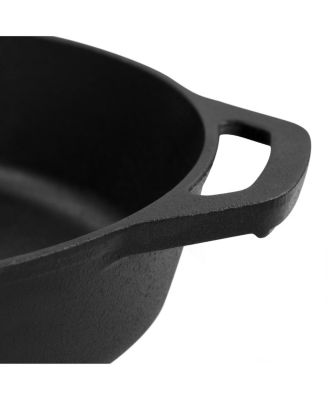 12 Inch Round Preseasoned Cast Iron Frying Pan in Black