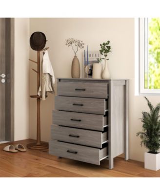 Modern 5-Drawer Multipurpose Chest Dresser with Metal Handles