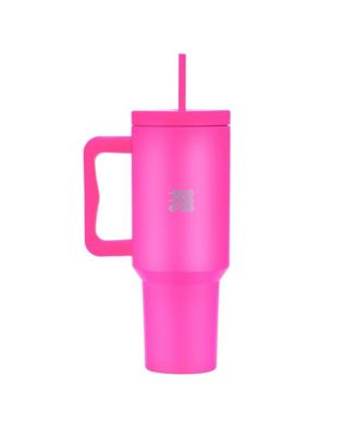 Insulated Stainless Steel 40 oz Tumbler with Handle and Straw Lid, Cupholder friendly