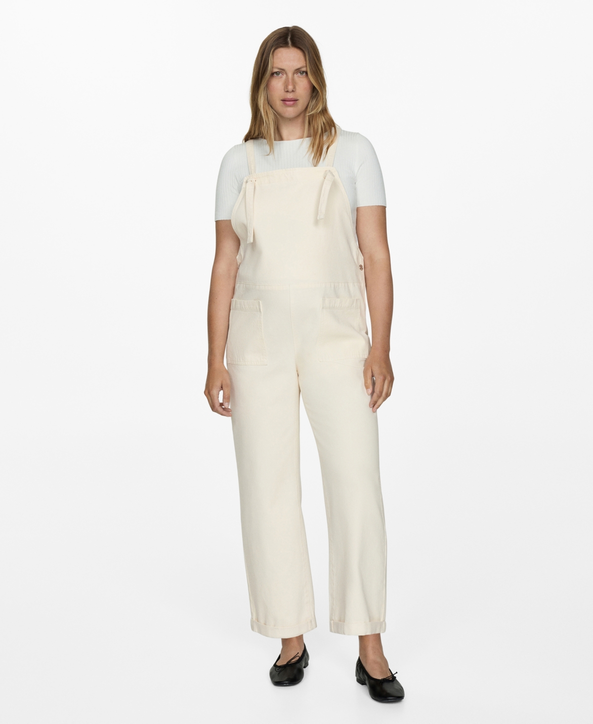 Shop Mango Women's Maternity Denim Dungarees In Off White