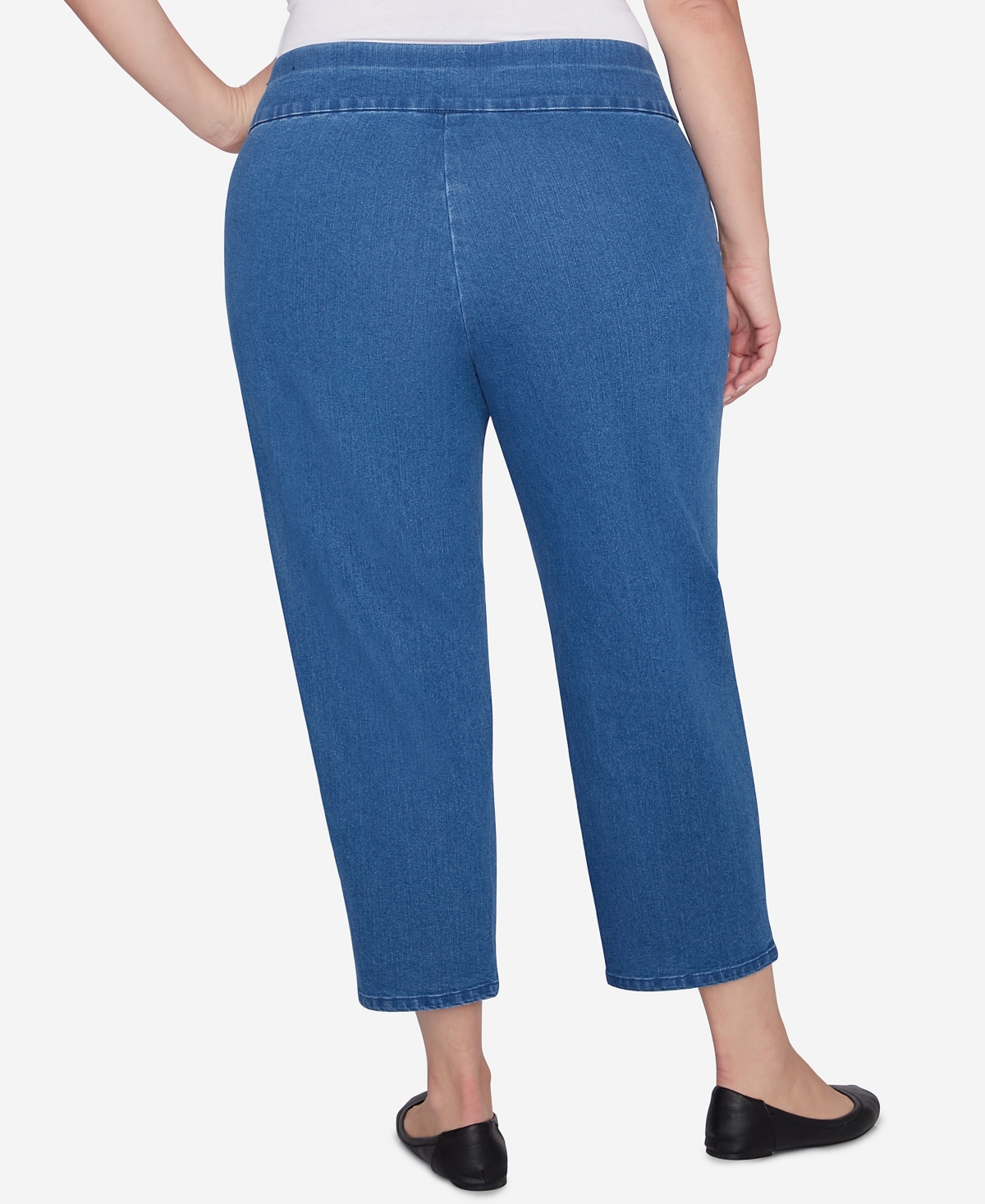Alfred Dunner Plus Size Harvest Moon Floral Embroidered Denim Ankle Pants