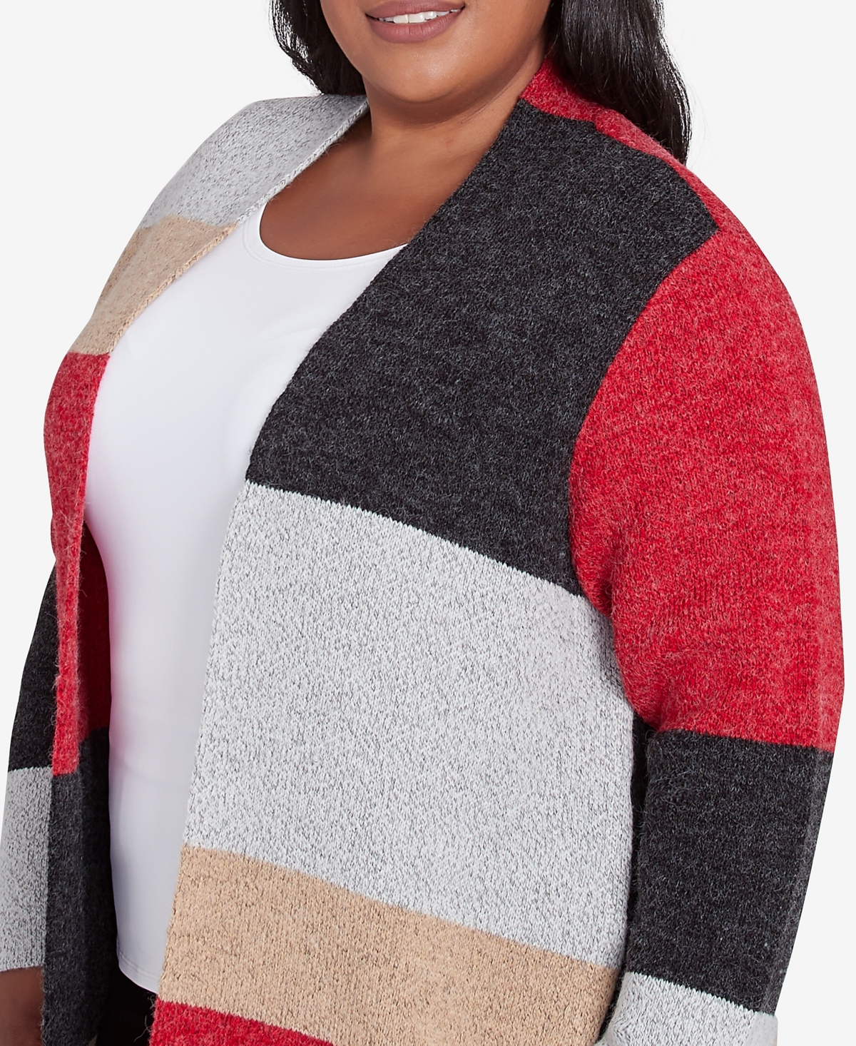 Alfred Dunner Plus Size Runway Ready Colorblock Cardigan Sweater