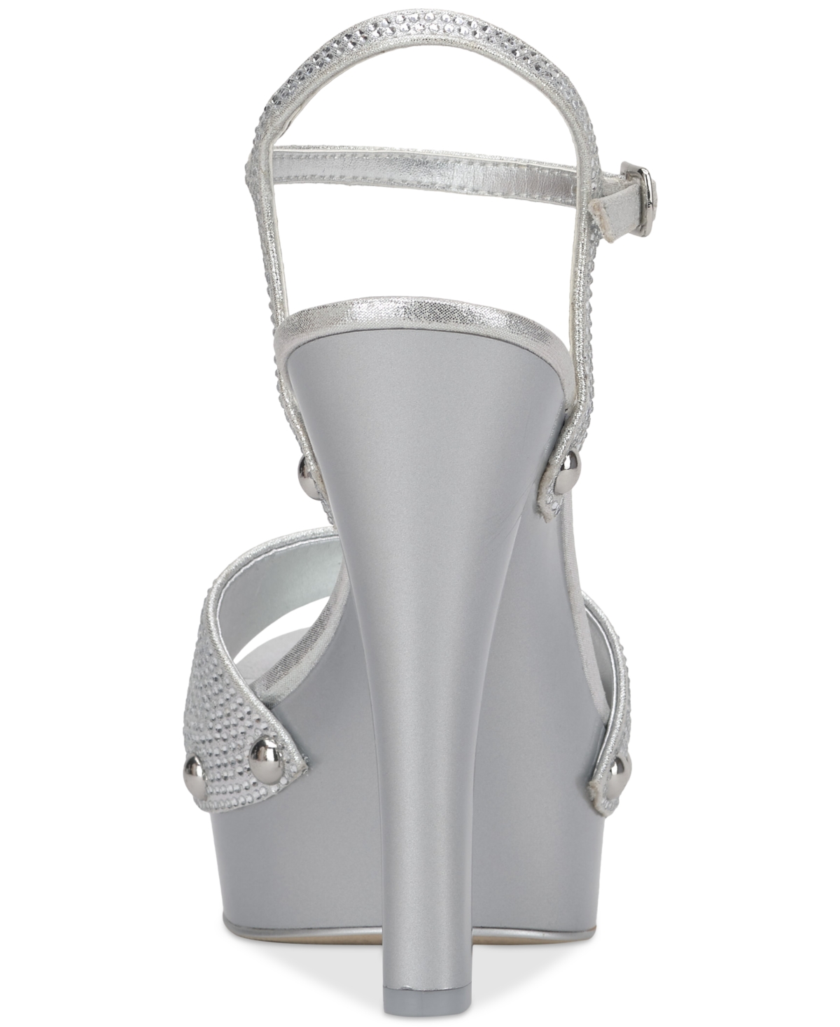 Jessica Simpson Calenta 2 Womens Rhinestone Faux Leather Platform Heels In Silver Rhinestone