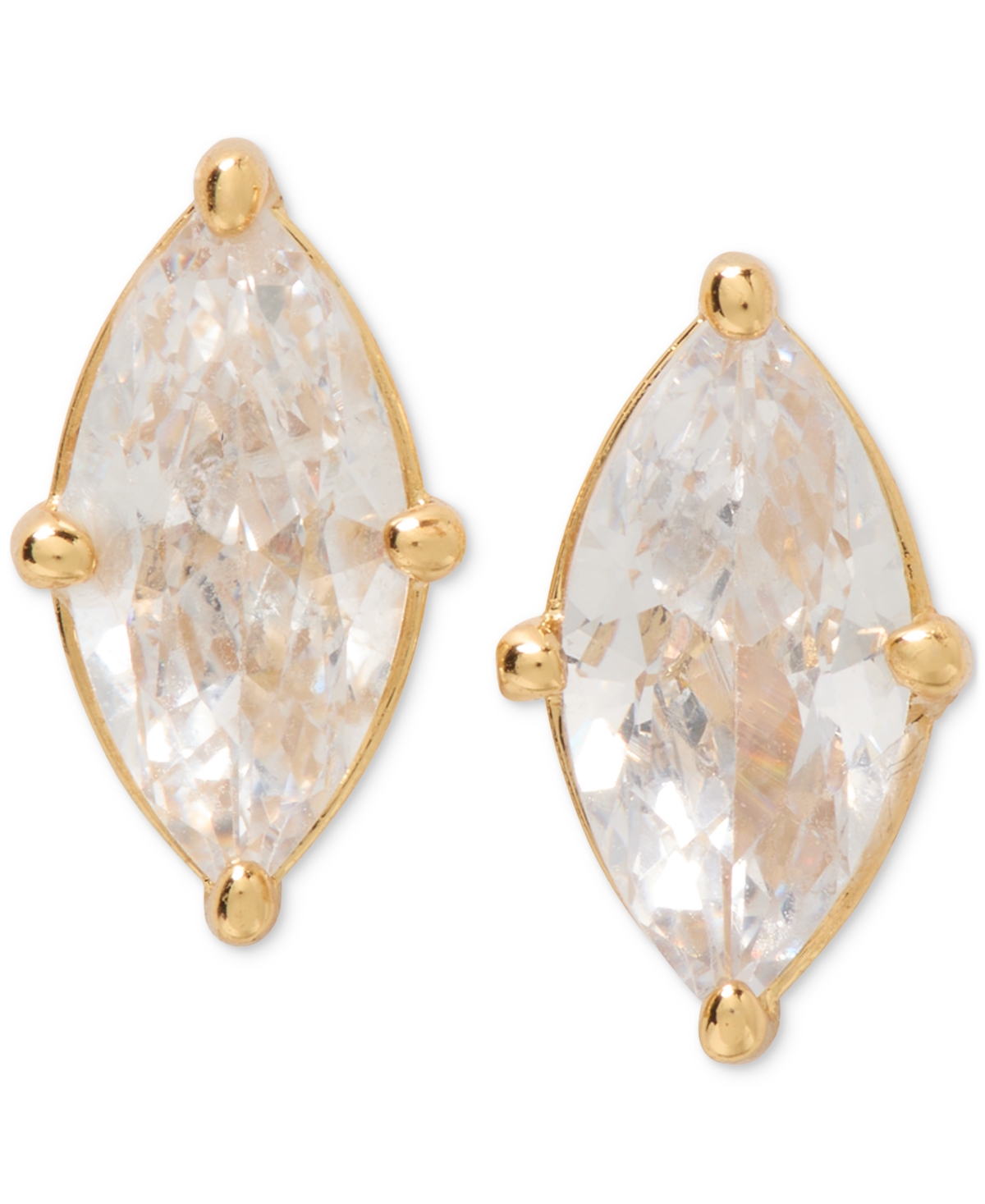 Kate Spade Gold-tone Cubic Zirconia Marquise Stud Earrings In Clear,gold