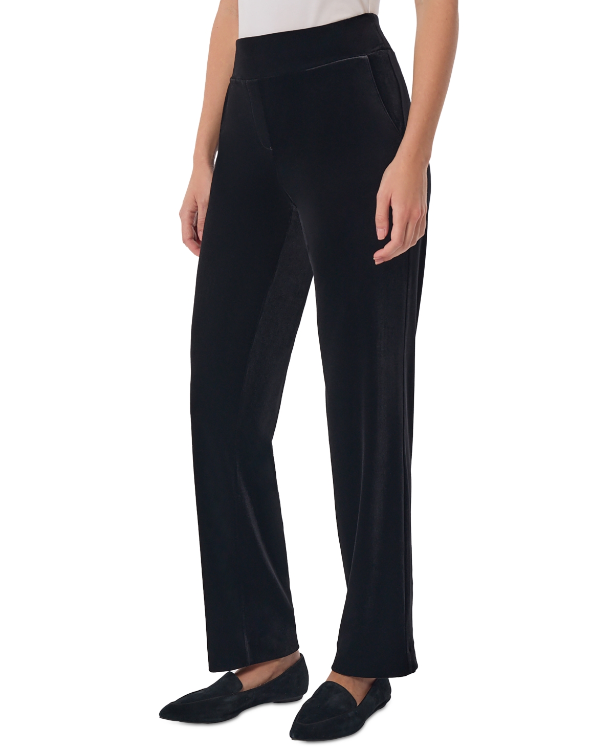 Jones New York Women's Stretch Velour Pull-On Straight-Leg Pants