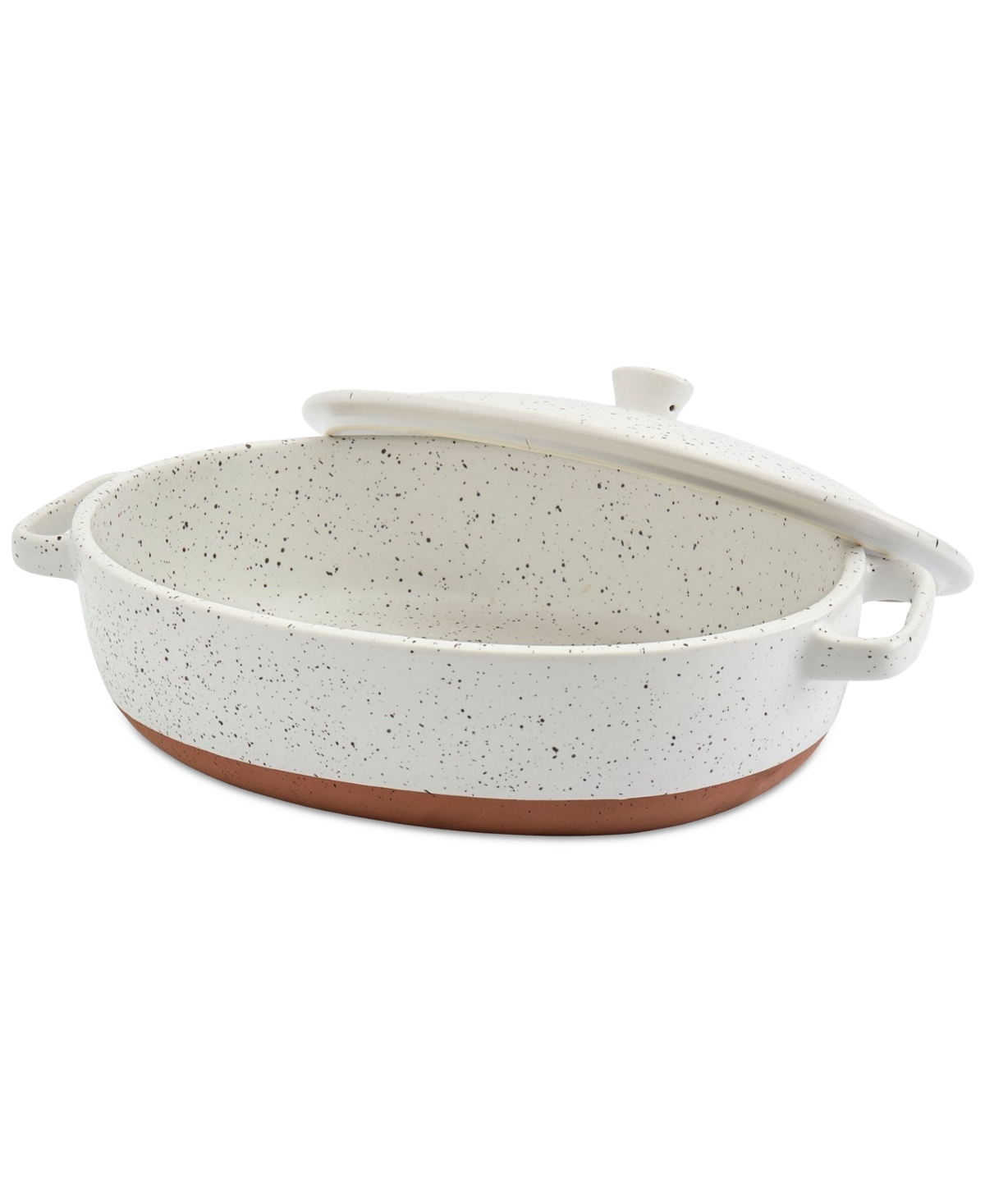 Denmark Tools For Cooks Speckled Stoneware 3.2-qt. Oval Covered Casserole In White
