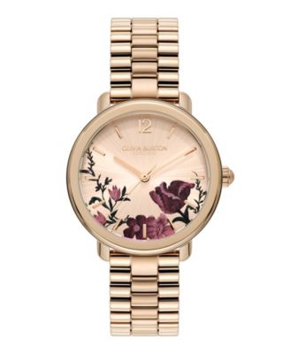 Olivia Burton rose gold floral watch Abstract Florals 30mm White & Rose Gold Mesh Watch | Olivia  main image 3