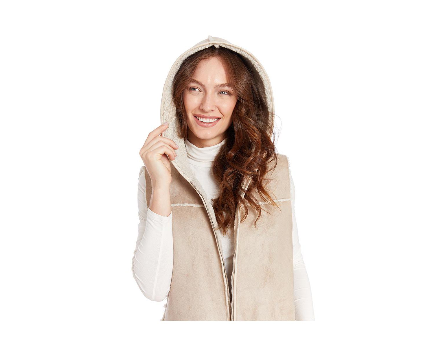 Women's Kourtney Faux Shearling Hooded Vest